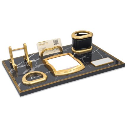 ASİL SİYAH-ALTIN MERMER DESENLİ MASA SETİ Promosyon Ürün