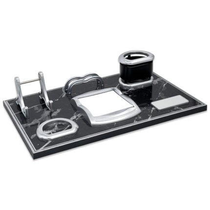 ASİL SİYAH-GÜMÜŞ MERMER DESENLİ MASA SETİ Promosyon Ürün